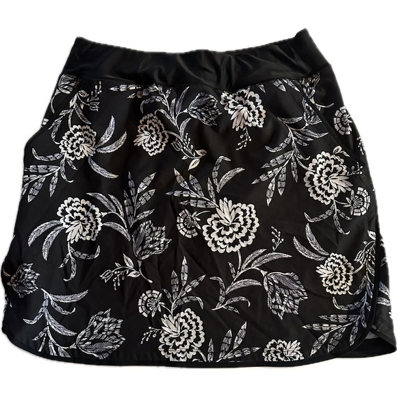 Lands End Size 4 Women's Floral Black Sport‎ Skirt Elastic Waist Lightweight - Picture 1 of 6